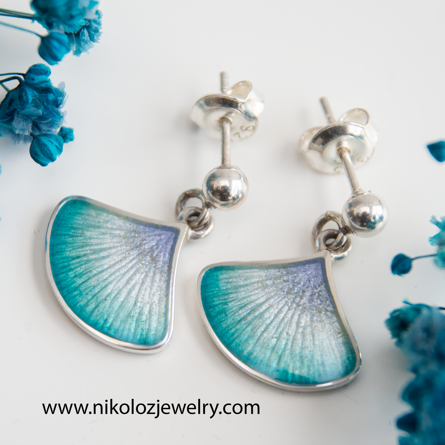 Silver Posts For Earrings With Ball, 14 mm, 1 pair (2 pcs), Sterling Silver 925, Earrings Post For Dangling Earrings, Jewelry Findings