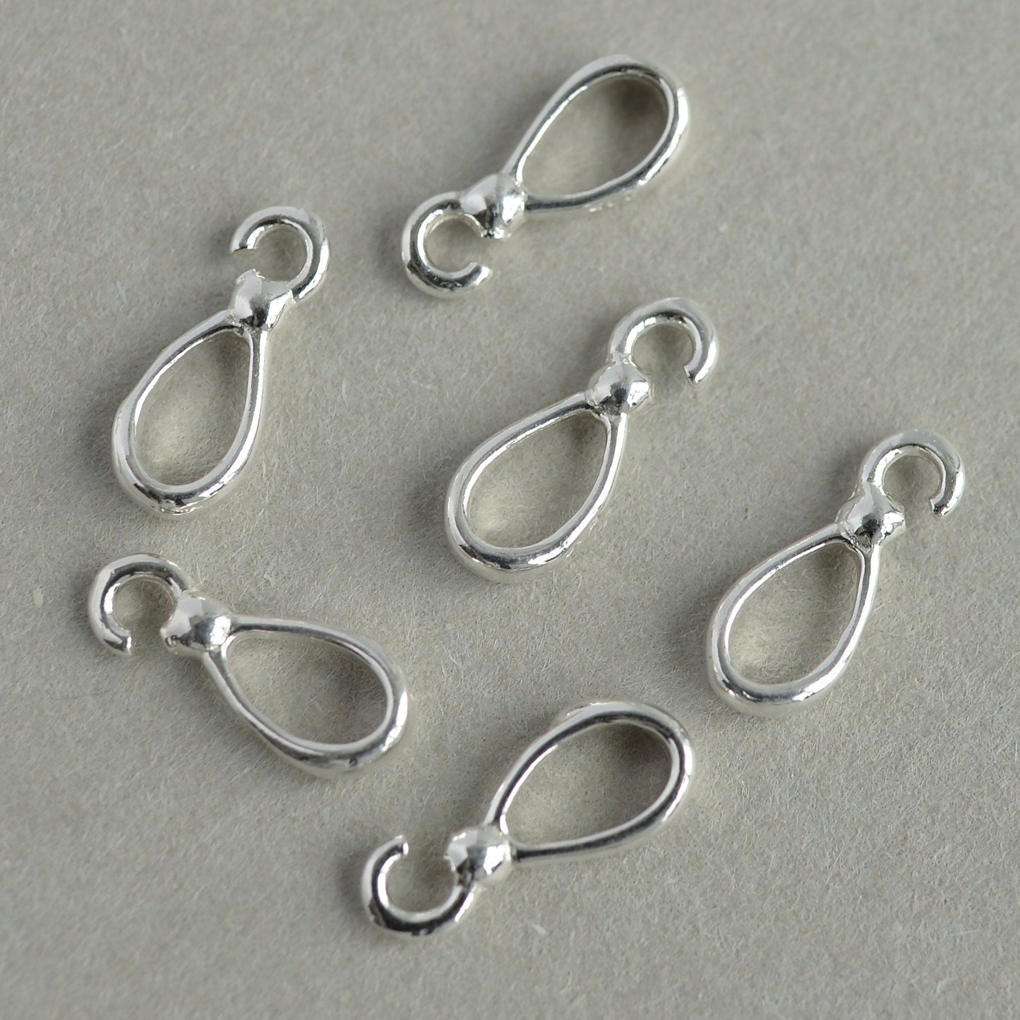 Teardrop Pendant Bail 3 pcs, Sterling Silver 925 Bail With Open Loop, 12 mm Pendant Pinch, Pendant Holder, Jewelry Findings