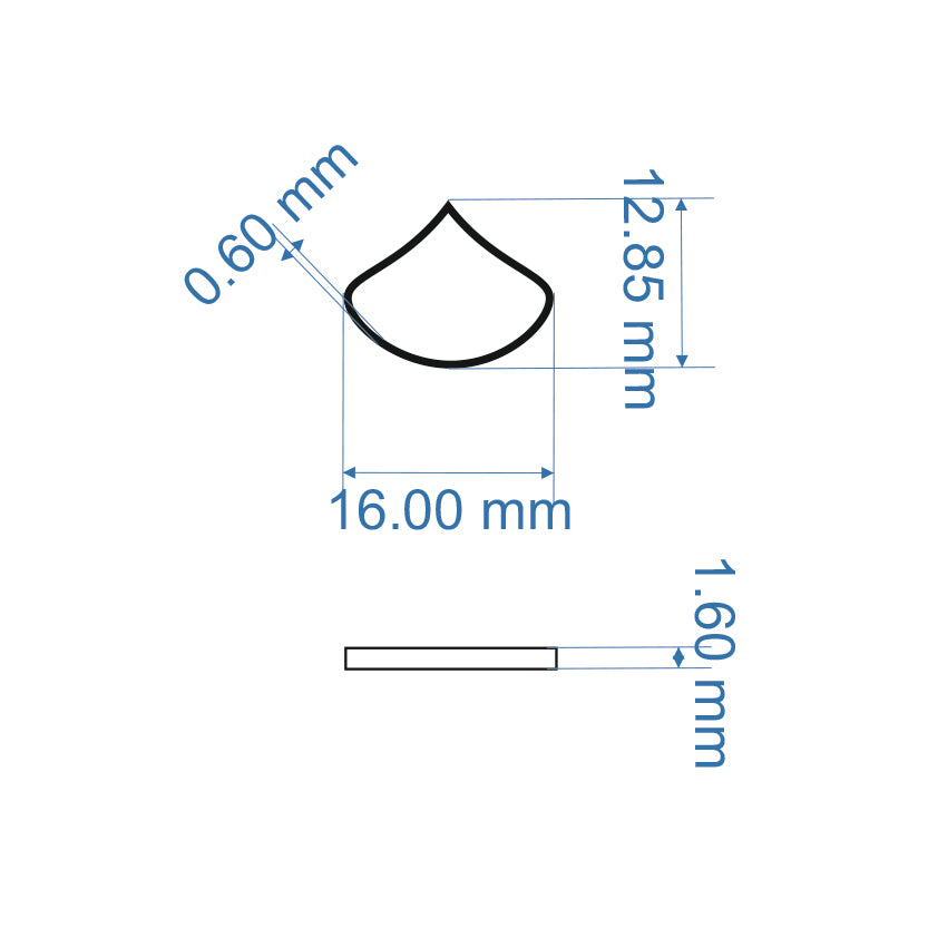 Wide Teardrop Sterling Silver 16x13 mm Blank For Enamelling, No Need To Add Foil Or Counter Enamel, 925 Form For Earrings Or Pendant