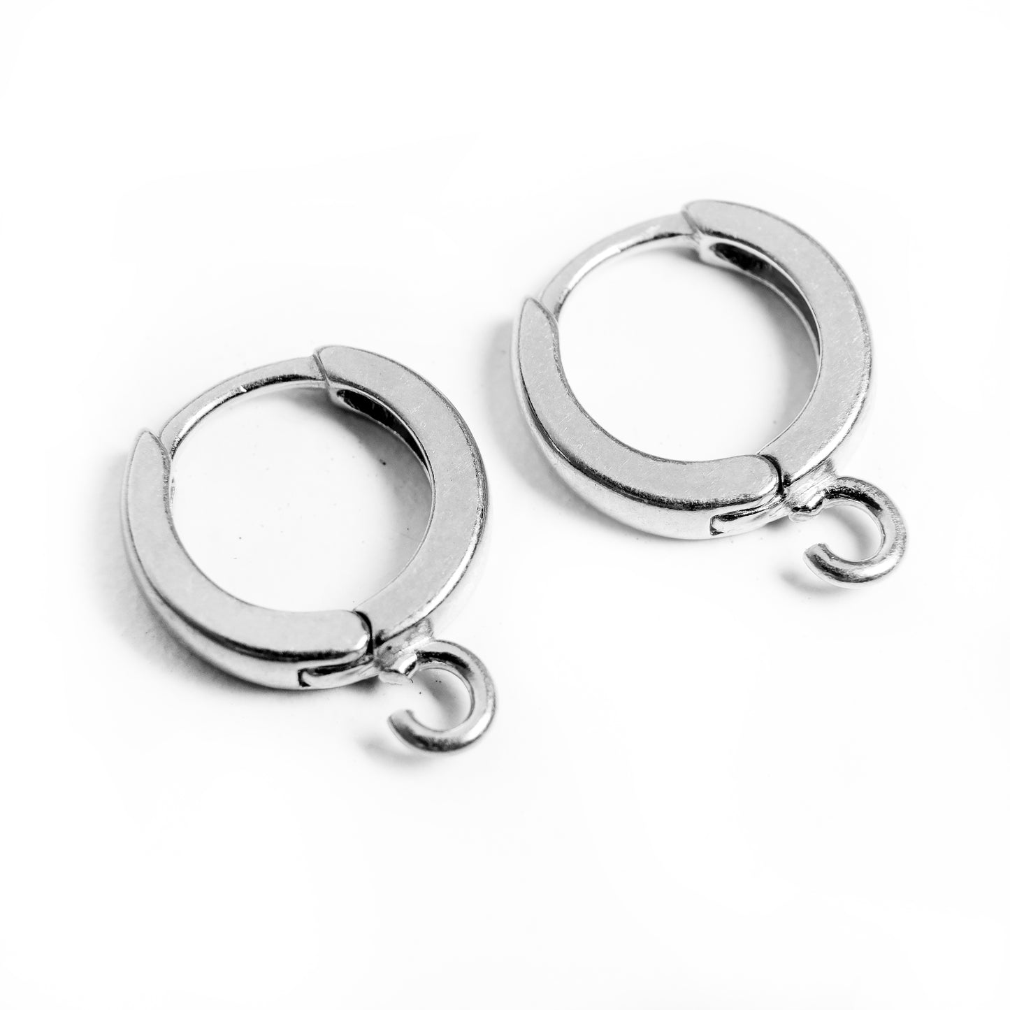 Silver Earrings Hoop 11,5 mm, One pair (2pcs), Sterling Silver 925 Earrings Round Clasp, One Touch Hoop, Lever Back Hoop, Huggie Hoop