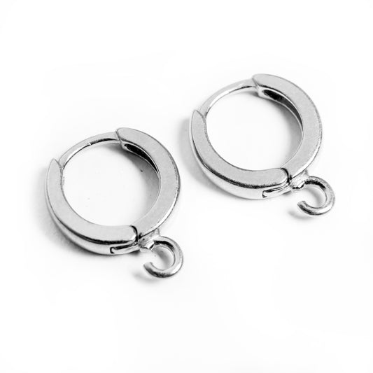 Silver Earrings Hoop 11,5 mm, One pair (2pcs), Sterling Silver 925 Earrings Round Clasp, One Touch Hoop, Lever Back Hoop, Huggie Hoop