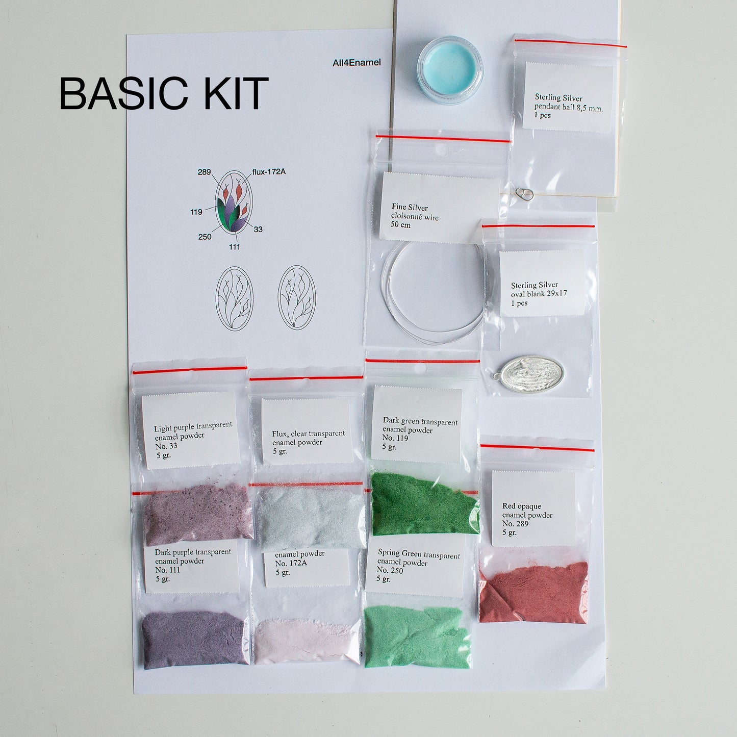 Enamelling Kit For Making Silver Pendant, DIY Kit For Cloisonne Enamel Work, Tools And Materials for Making Handmade Jewelry, Create Pendant