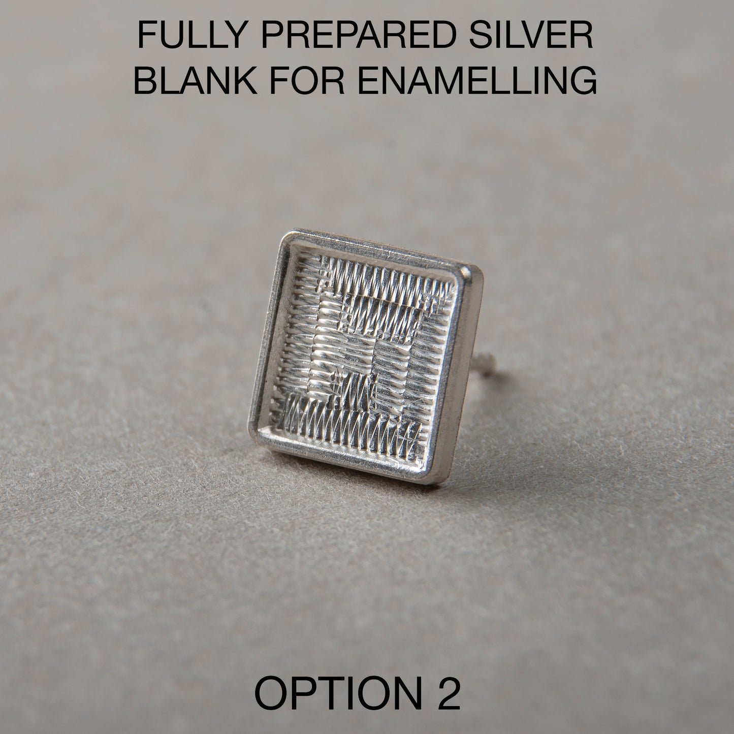 Square Silver Blank  9x9 mm For Enamelling, No Need To Add Foil Or Counter Enamel, 925 Form With Post, Engraved Blank For Stud Earrings