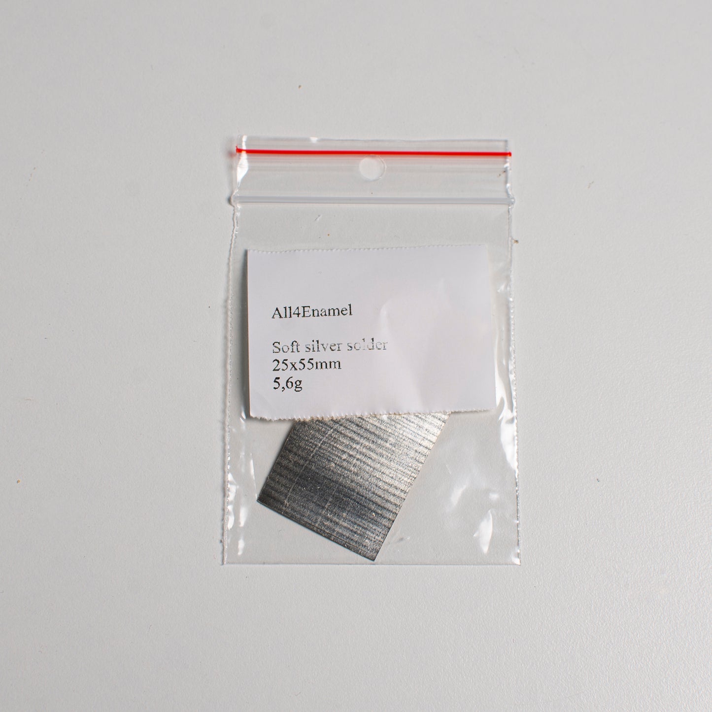 Soft Silver Solder Plate: Handmade Solder Sheet 25x55 mm, ~ 5g.