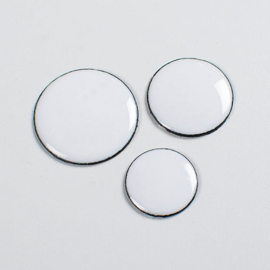 White Enameled Copper Blanks for Cloisonné & Painting, 1 pcs (30mm, 25mm, 20mm)