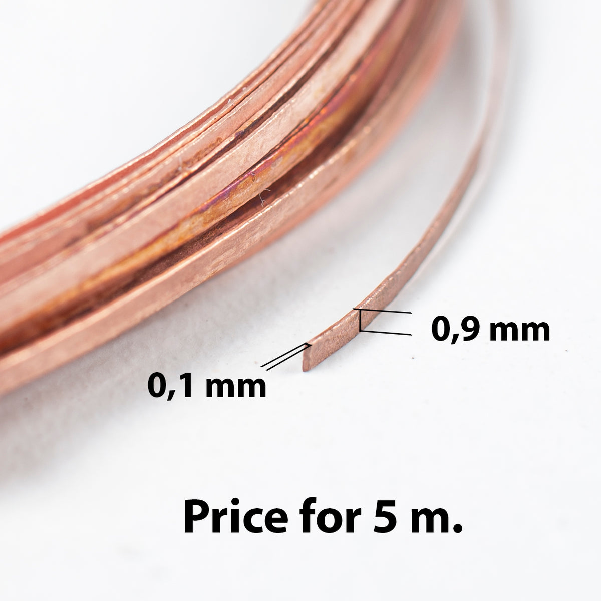 Flat Copper Wire for Cloisonné Enameling: 0.9mm x 0.1mm (5 meters), Soft Wire