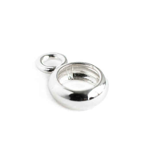 Round Pendant Bail 1 pcs, Sterling Silver 925 Bail With Loop, 12,5 mm Pendant Pinch, Snap on Bail, Pendant Holder, Jewelry Findings