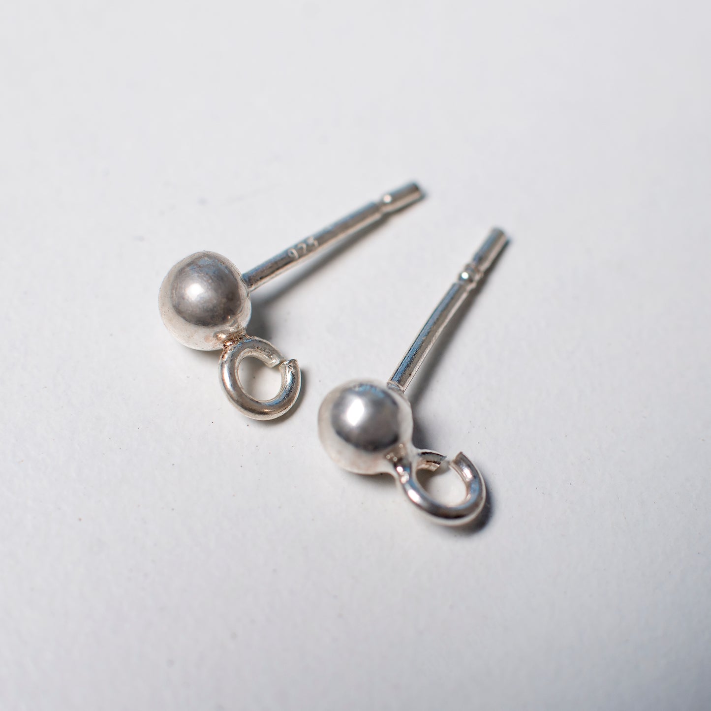 Silver Posts For Earrings With Ball, 14 mm, 1 pair (2 pcs), Sterling Silver 925, Earrings Post For Dangling Earrings, Jewelry Findings