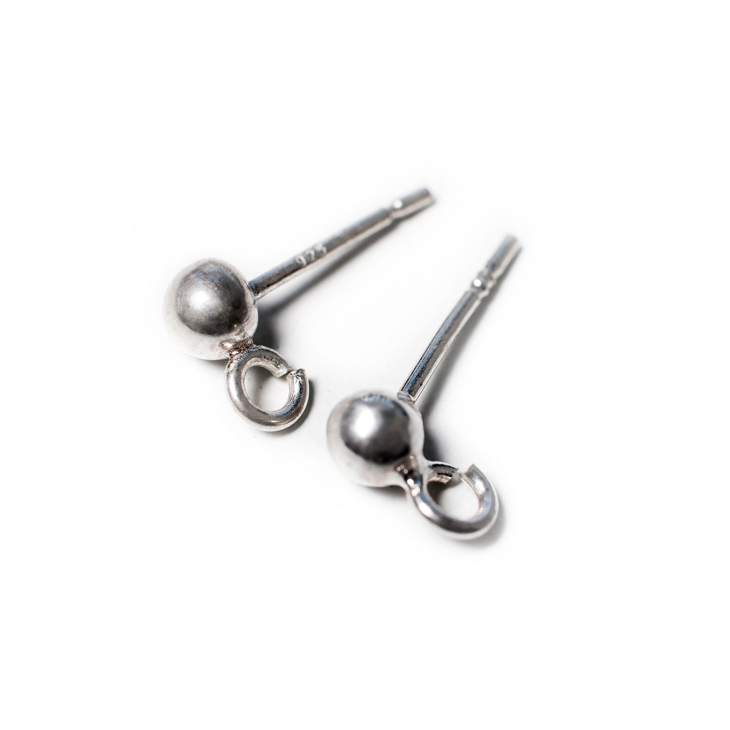 Silver Posts For Earrings With Ball, 14 mm, 1 pair (2 pcs), Sterling Silver 925, Earrings Post For Dangling Earrings, Jewelry Findings