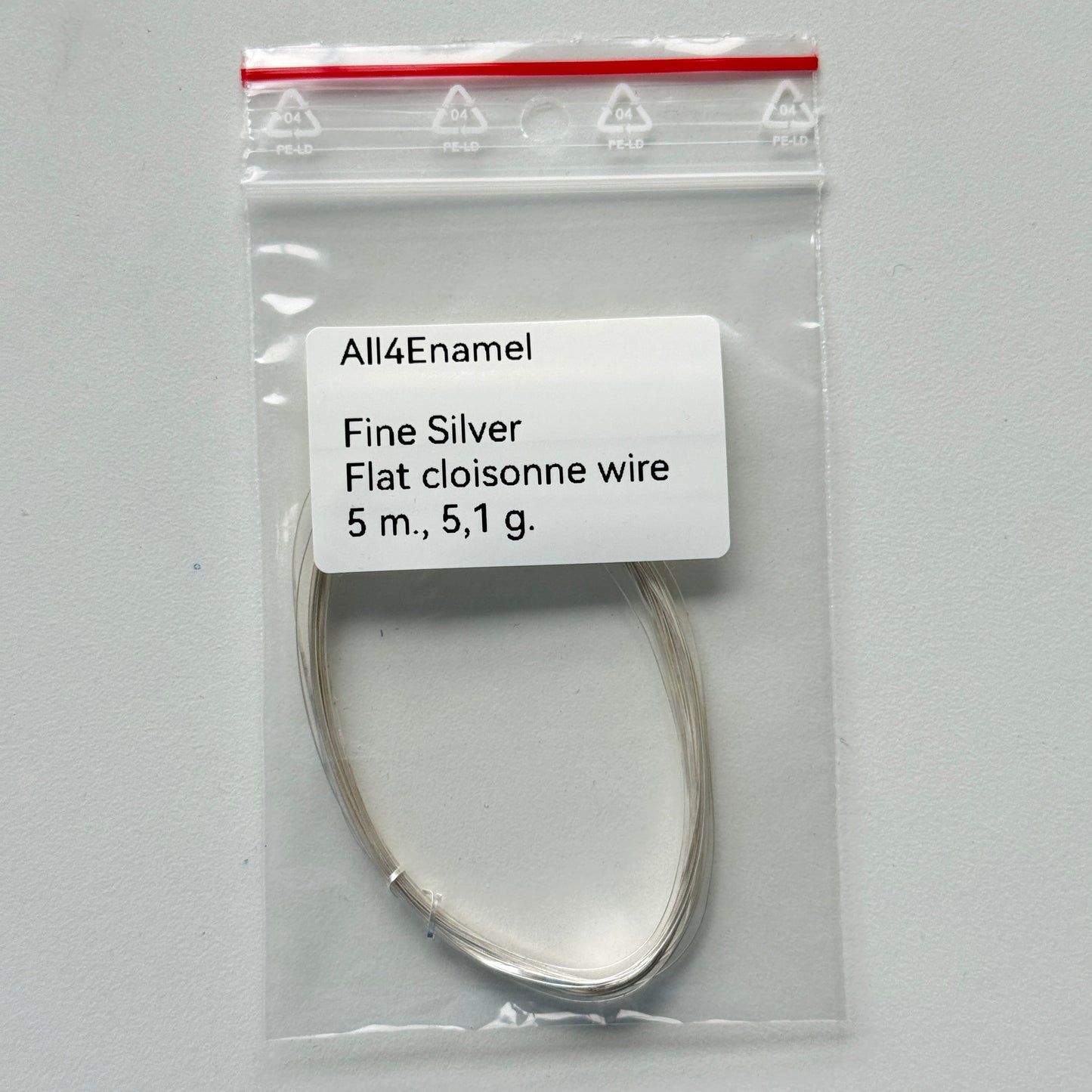 Fine Silver Cloisonne Flat Wire, 0,6 x 0,1mm, Soft Bending - 5 Meters