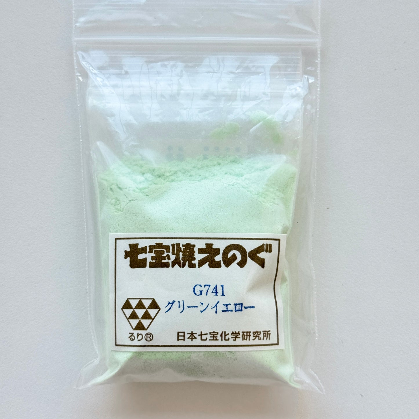 100g. Vitreous Enamel Powder Green Yellow Transparent Enamel No. G741 (NIHONSHIPPOU)