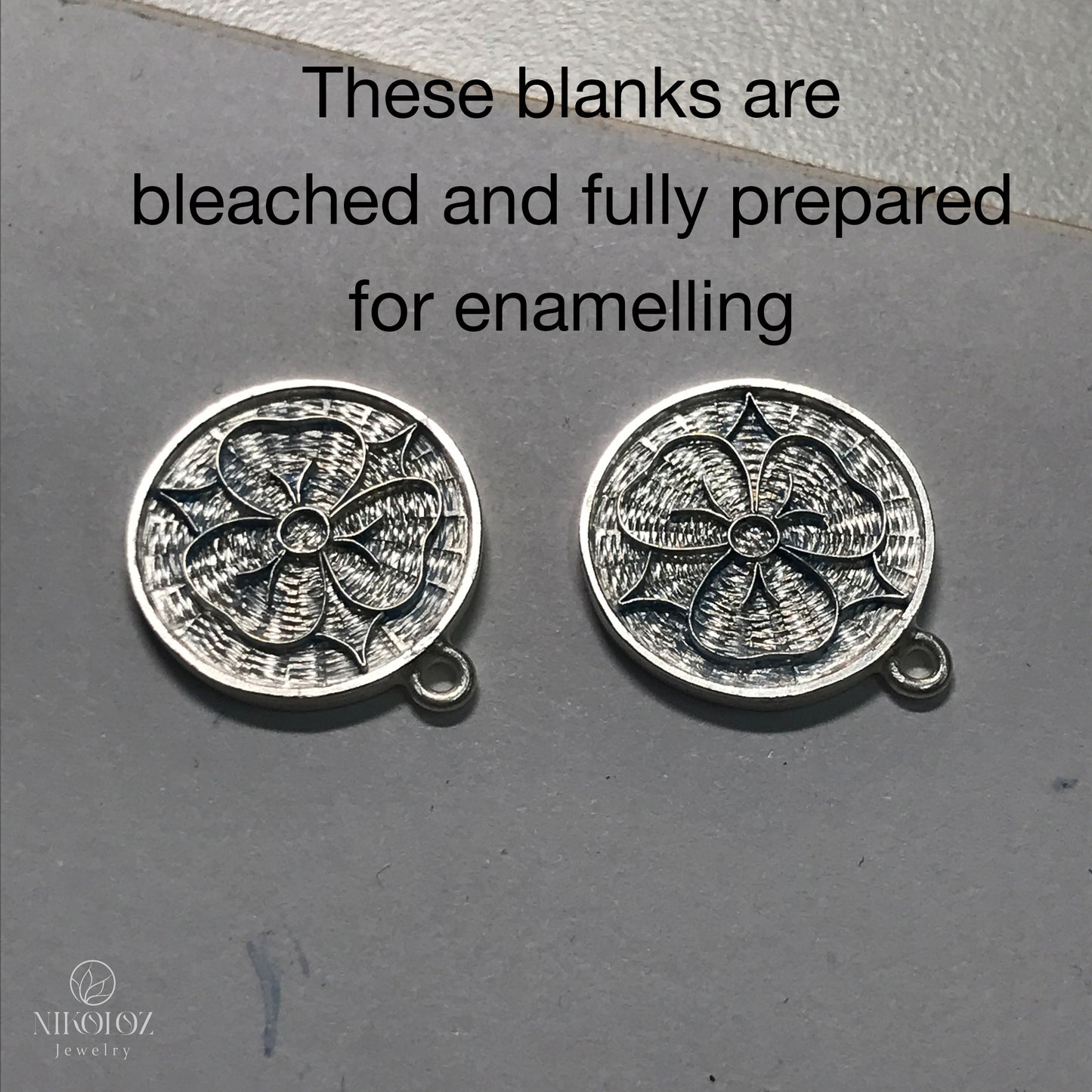 Round Sterling Silver Blank 15 mm For Enamelling, No Need To Add Foil Or Counter Enamel, Engraved Form Or Raw Form For Making Jewelry