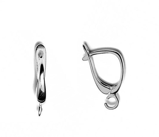 Silver Hoop 18x10 mm for Dangling Earrings, 1 pair (2pcs), Sterling Silver 925 Hoop With Loop, Latch Back Earrings Hoop, Jewelry Findings