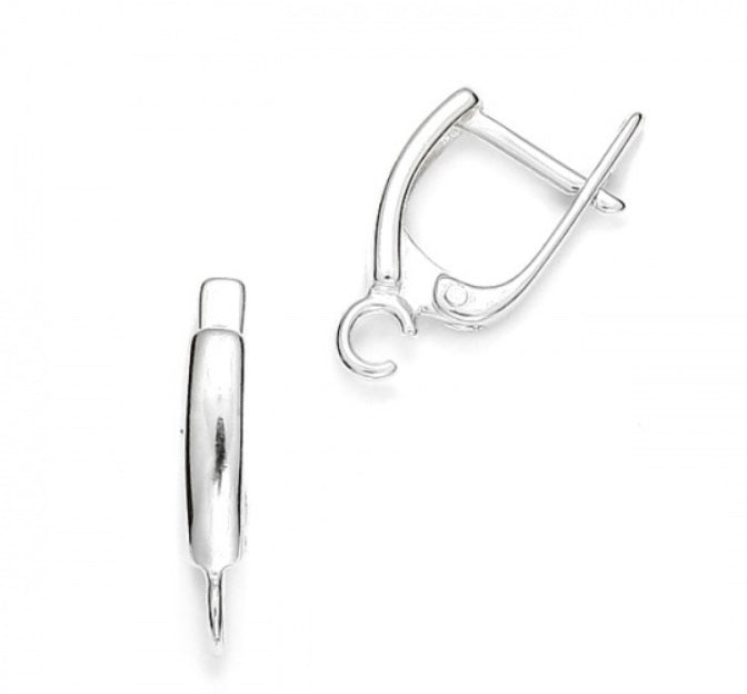 Rectangle Silver Hoop 20x11 mm for Dangling Earrings, 1 pair, Sterling Silver 925 Hoop With Loop, Latch Back Earrings Hoop, Jewelry Findings