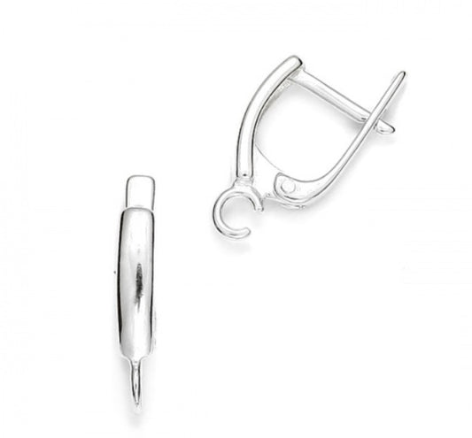 Rectangle Silver Hoop 20x11 mm for Dangling Earrings, 1 pair, Sterling Silver 925 Hoop With Loop, Latch Back Earrings Hoop, Jewelry Findings
