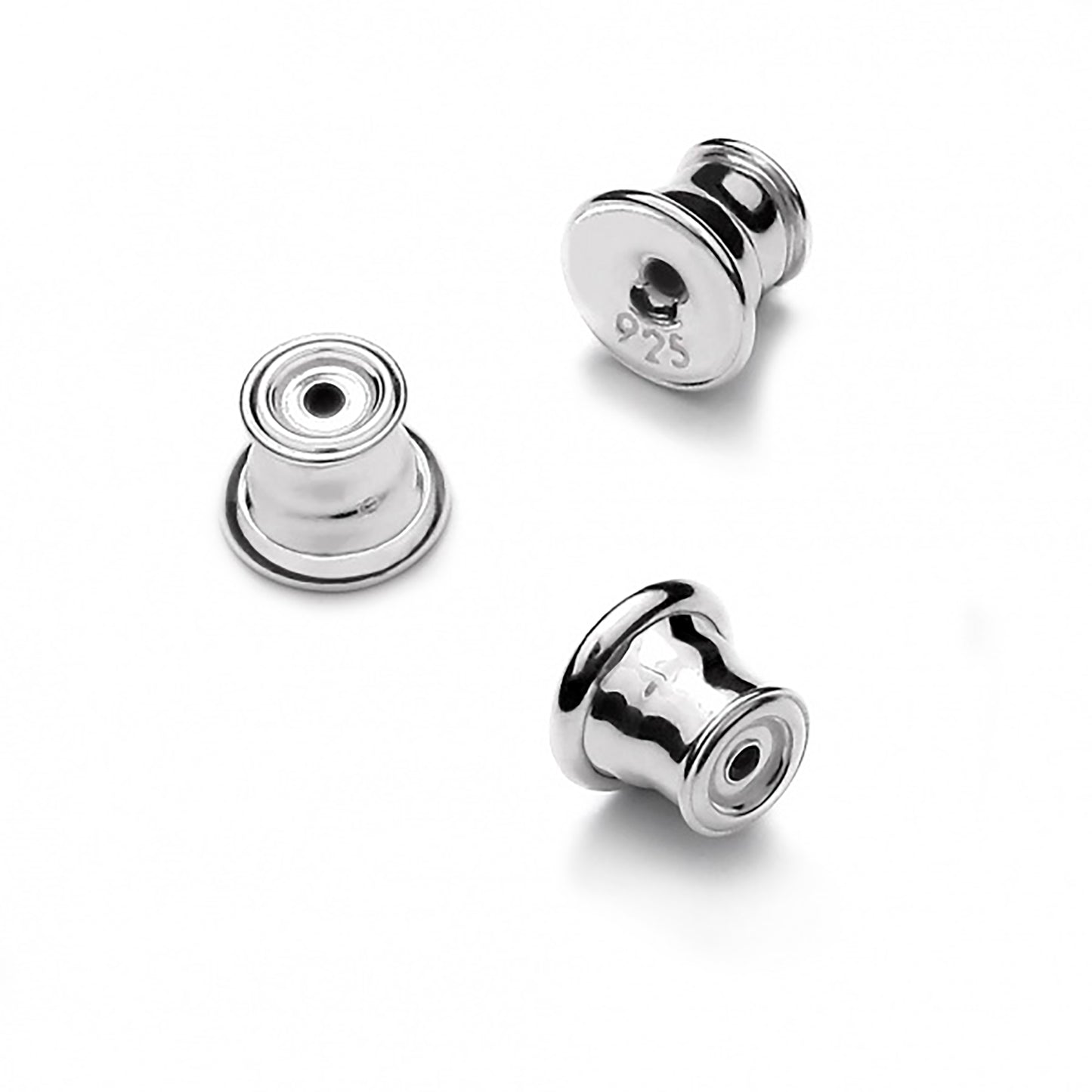 Silver Earrings Bullet Backs Kit 10 pcs For Stud Earrings, 5,5 mm Sterling Silver 925 Earrings Backings With Silicone, Jewelry Findings