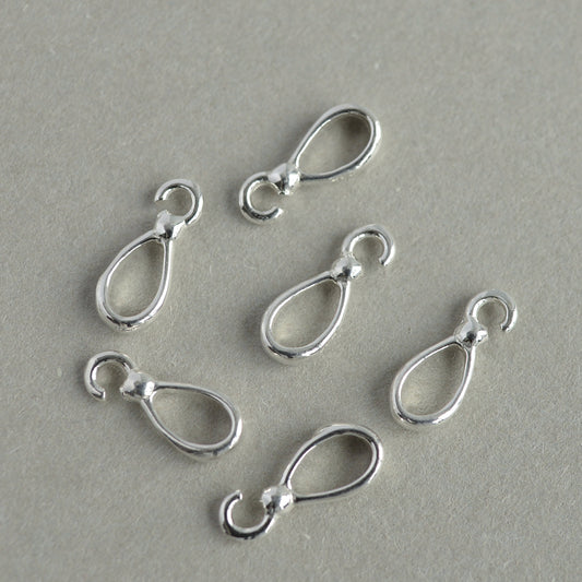 Teardrop Pendant Bail 3 pcs, Sterling Silver 925 Bail With Open Loop, 12 mm Pendant Pinch, Pendant Holder, Jewelry Findings