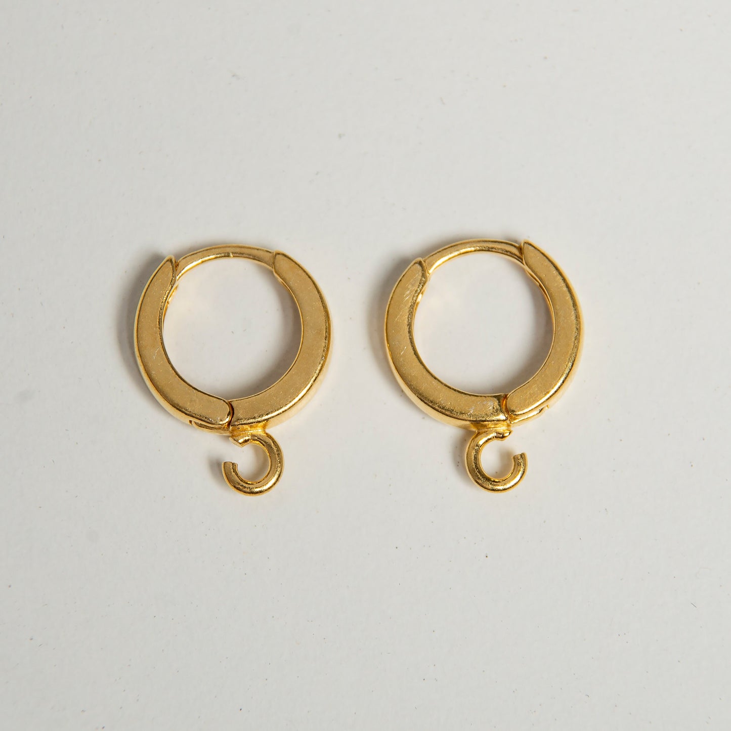 Gold Plated Earrings Hoop 11,5 mm, 1 pair (2pcs), Sterling Silver 925 Round Earrings clasp, One Touch Hoop, Gold Filled Hoop, Huggie Hoop