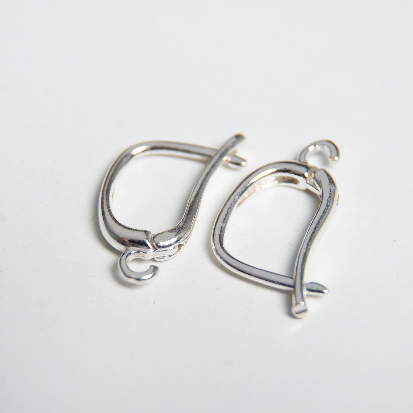 Silver Hoop 18x10 mm for Dangling Earrings, 1 pair (2pcs), Sterling Silver 925 Hoop With Loop, Latch Back Earrings Hoop, Jewelry Findings