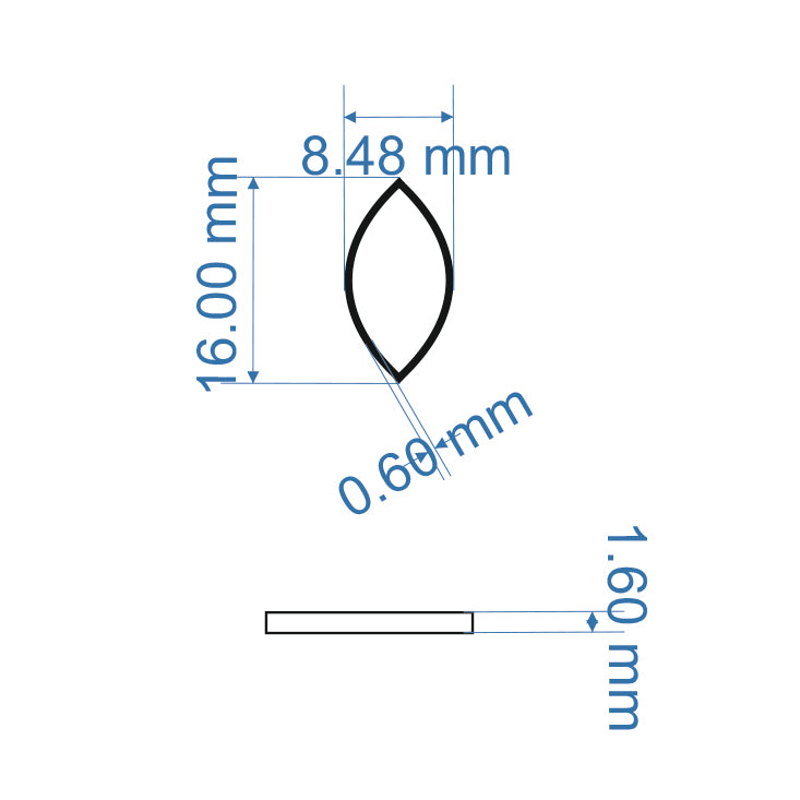 Leaf Form Sterling Silver 16x8 mm Blank For Enamelling, No Need To Add Foil Or Counter Enamel, 925 Form Prepared For Cloisonne Enamelling