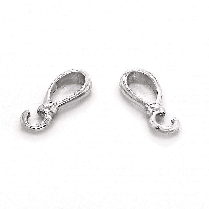 Teardrop Pendant Bail 3 pcs, Sterling Silver 925 Bail With Open Loop, 12 mm Pendant Pinch, Pendant Holder, Jewelry Findings