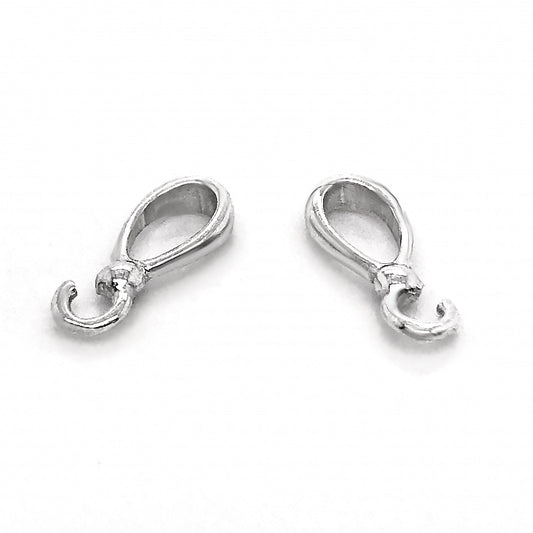 Teardrop Pendant Bail 3 pcs, Sterling Silver 925 Bail With Open Loop, 12 mm Pendant Pinch, Pendant Holder, Jewelry Findings